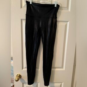 SPANX Black Faux Leather Leggings-Sz XL-gently worn
